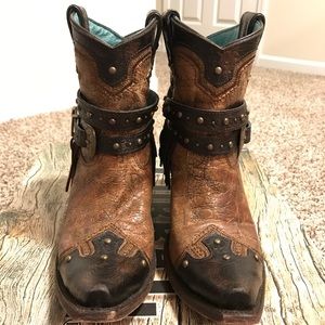 Vintage leather booty style cowboy boots.